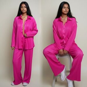 Vibrant Pink Plisse Set